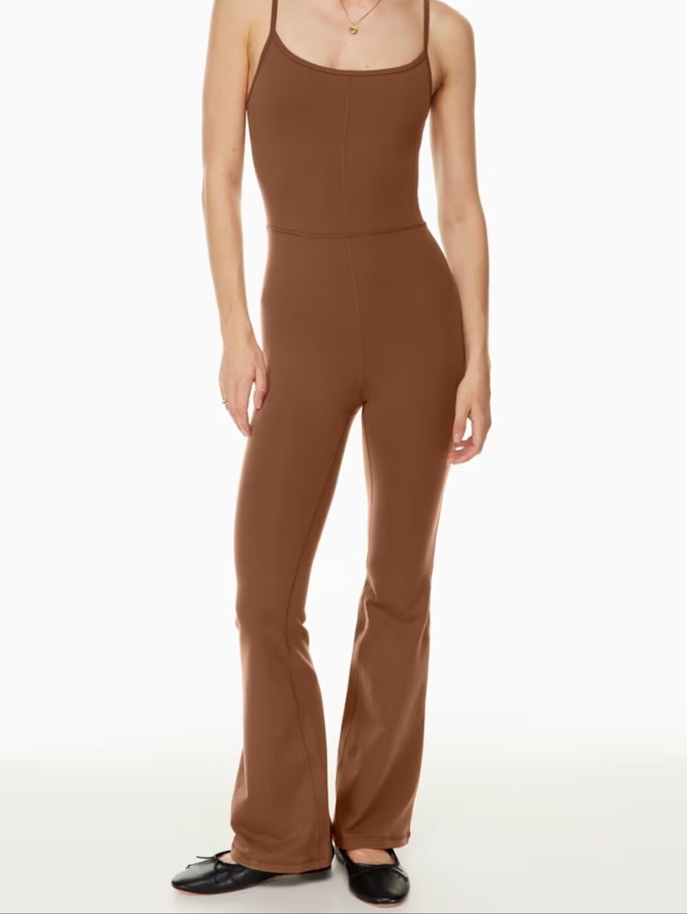 Wilfred Free Aritizia Freestyle Flare Stretch Sleeveless Jumpsuit In Cognac